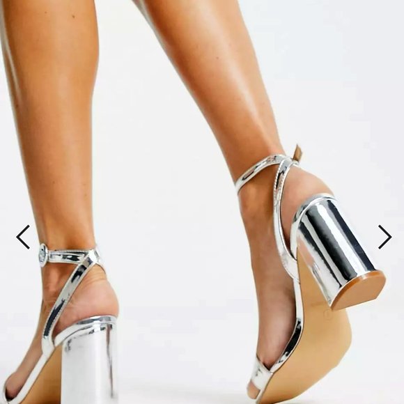 Silver Be Mine Wink block heels, Size 7 - Picture 2 of 3